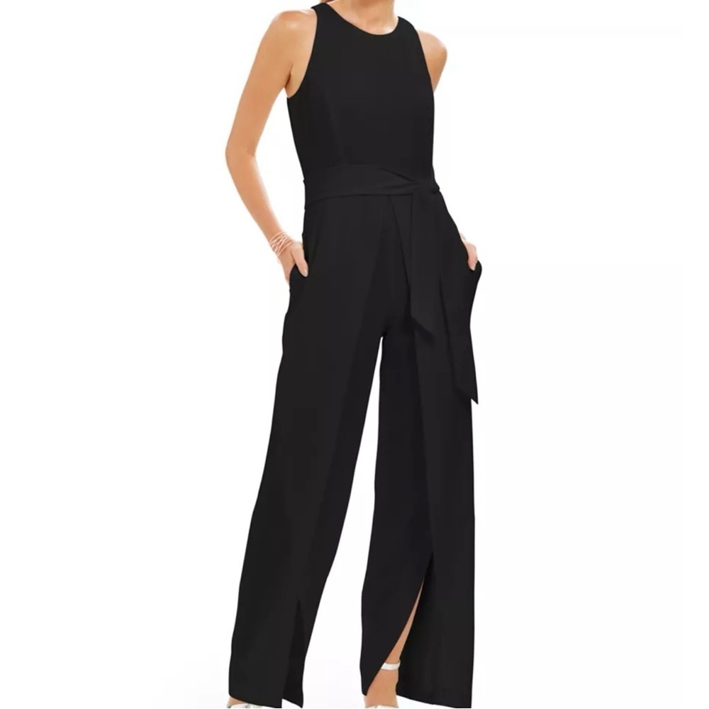 INC International Concepts Black Tie-Waist Jumpsuit